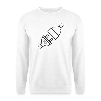 Stecker- und Steckdosenleitungs-Symbol - Unisex Pullover - Weiß - Vorne - Alina (178cm) & Michal (187cm)