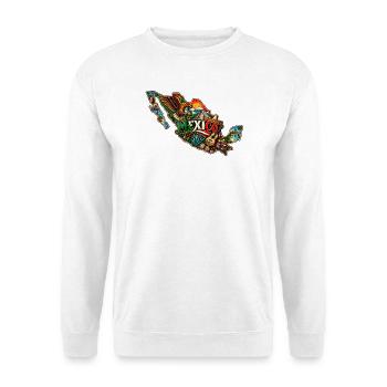 Vibrant Mexico Motiv Eagle Sun Guitar - Unisex Pullover - Weiß - Vorne - Alina (178cm) & Michal (187cm)
