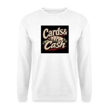 Karten & Bargeld Retro - Unisex Pullover - Weiß - Vorne - Alina (178cm) & Michal (187cm)