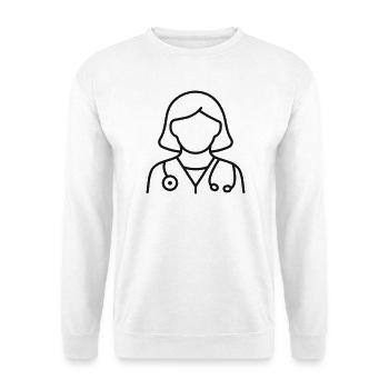 Stethoskop-Symbol der weiblichen Doktorin - Unisex Pullover - Weiß - Vorne - Alina (178cm) & Michal (187cm)