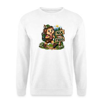 Igel wandert - Unisex Pullover - Weiß - Vorne - Alina (178cm) & Michal (187cm)
