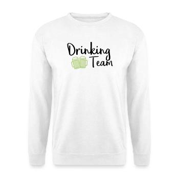Zwei Bierkrüge Stoßen - Unisex Pullover - Weiß - Vorne - Alina (178cm) & Michal (187cm)