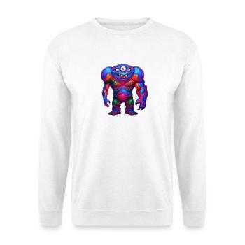 Lebendiges Regenbogenmonster - Unisex Pullover - Weiß - Vorne - Alina (178cm) & Michal (187cm)