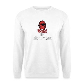 Feuerwehr-Ausbildung Geschenk: Bald im Löschteam - Unisex Pullover - Weiß - Vorne - Alina (178cm) & Michal (187cm)