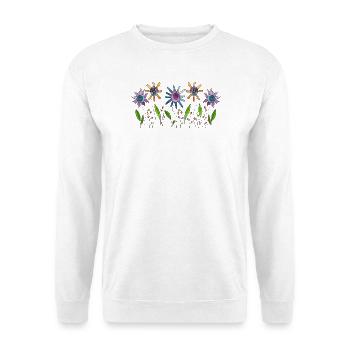 Blumen - Unisex Pullover - Weiß - Vorne - Alina (178cm) & Michal (187cm)