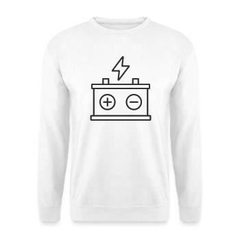 Ikon der elektrischen Leitung der Autobatterie - Unisex Pullover - Weiß - Vorne - Alina (178cm) & Michal (187cm)