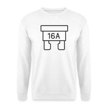 16A Auto Sicherungslinie-Symbol - Unisex Pullover - Weiß - Vorne - Alina (178cm) & Michal (187cm)