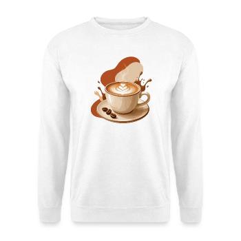 Kaffee mit Herz für echte Kaffeefans  - Unisex Pullover - Weiß - Vorne - Alina (178cm) & Michal (187cm)
