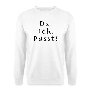Du. Ich. Passt! - Unisex Pullover - Weiß - Vorne - Alina (178cm) & Michal (187cm)