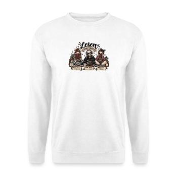 Lesen ohne Limits – Keine Ablenkungen, keine Spoil - Unisex Pullover - Weiß - Vorne - Alina (178cm) & Michal (187cm)