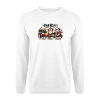 Meine Regeln? Ganz einfach – Keine Spoiler & keine - Unisex Pullover - Weiß - Vorne - Alina (178cm) & Michal (187cm)