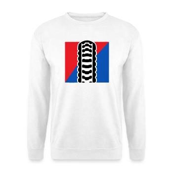 Fahrrad Reifenprofil Logo - Unisex Pullover - Weiß - Vorne - Alina (178cm) & Michal (187cm)
