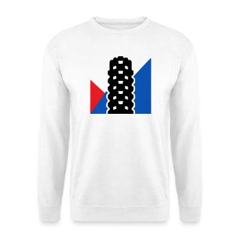 MTB Reifenprofil Abzeichen - Unisex Pullover - Weiß - Vorne - Alina (178cm) & Michal (187cm)