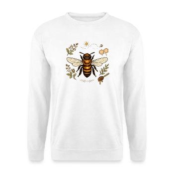 Biene im Kräuterzauber - Unisex Pullover - Weiß - Vorne - Alina (178cm) & Michal (187cm)