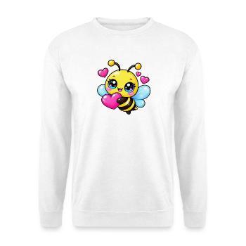 Bienenherz-Zärtlichkeit - Unisex Pullover - Weiß - Vorne - Alina (178cm) & Michal (187cm)
