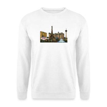Las Vegas Neon Skyline Vintage - Unisex Pullover - Weiß - Vorne - Alina (178cm) & Michal (187cm)