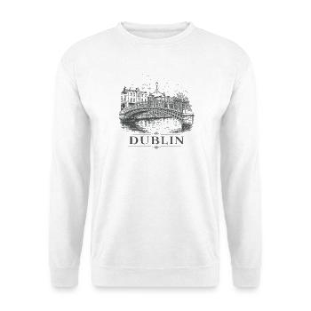 Dublin Ireland Vintage-Skizzenkunst - Unisex Pullover - Weiß - Vorne - Alina (178cm) & Michal (187cm)