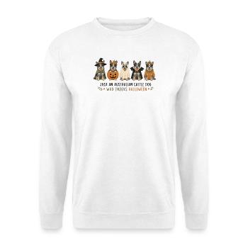 Australische Cattle Dog Halloween-Crew - Unisex Pullover - Weiß - Vorne - Alina (178cm) & Michal (187cm)