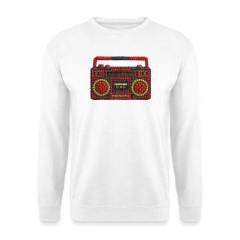Beeren Boombox im fruchtigen Retro Style - Unisex Pullover - Weiß - Vorne - Alina (178cm) & Michal (187cm)