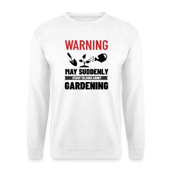 Lustiges Gärtner-Geschenk für Pflanzen-Mama-Gärtner-Liebhaber - Unisex Pullover - Weiß - Vorne - Alina (178cm) & Michal (187cm)