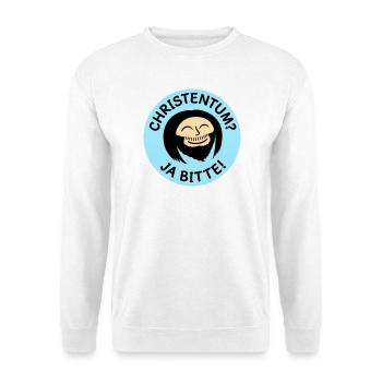 Jesus - Christentum? Ja Bitte! (Farben änderbar) - Unisex Pullover - Weiß - Vorne - Alina (178cm) & Michal (187cm)