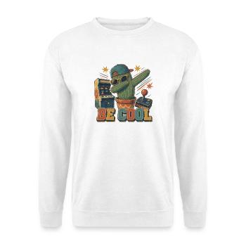 Be Cool – Retro Gaming Kaktus - Unisex Pullover - Weiß - Vorne - Alina (178cm) & Michal (187cm)