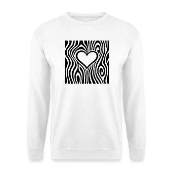 wood heart - Unisex Pullover - Weiß - Vorne - Alina (178cm) & Michal (187cm)