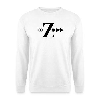 Buchstaben z, Pfeilherz - Unisex Pullover - Weiß - Vorne - Alina (178cm) & Michal (187cm)
