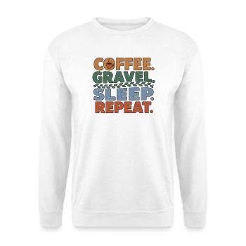 Coffee Gravel Sleep Repeat Ride - Unisex Pullover - Weiß - Vorne - Alina (178cm) & Michal (187cm)