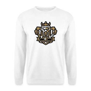 Bierkrieger Stammtisch Logo - Unisex Pullover - Weiß - Vorne - Alina (178cm) & Michal (187cm)