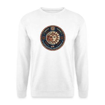 Himmlische Harmonie Sonne und Mond Boho - Unisex Pullover - Weiß - Vorne - Alina (178cm) & Michal (187cm)