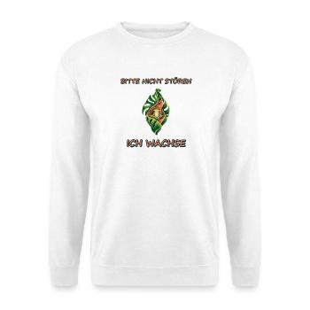 Bitte nicht stören, ich wachse - Unisex Pullover - Weiß - Vorne - Alina (178cm) & Michal (187cm)