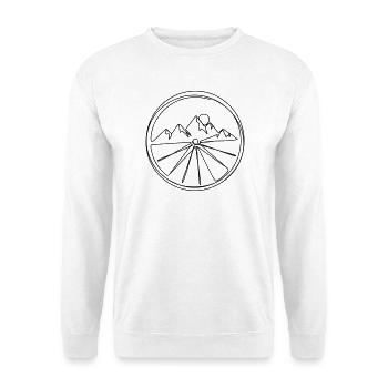 Berg & Bike Felge Line Art - Unisex Pullover - Weiß - Vorne - Alina (178cm) & Michal (187cm)