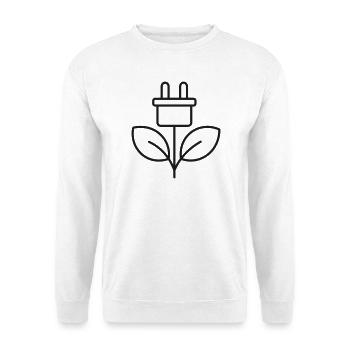Umweltfreundliches Steckerleitungs-Symbol - Unisex Pullover - Weiß - Vorne - Alina (178cm) & Michal (187cm)