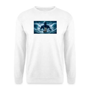 Der Umibōzu erhebt sich aus dem Dunklen Meer - Unisex Pullover - Weiß - Vorne - Alina (178cm) & Michal (187cm)