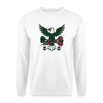 Adler Dartpfeile Logo - Unisex Pullover - Weiß - Vorne - Alina (178cm) & Michal (187cm)