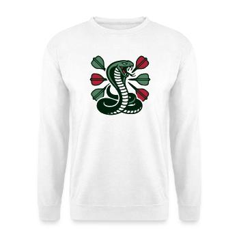 Kobra Schlange Dart Logo - Unisex Pullover - Weiß - Vorne - Alina (178cm) & Michal (187cm)