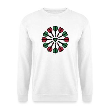 Dartpfeile Mandala Icon - Unisex Pullover - Weiß - Vorne - Alina (178cm) & Michal (187cm)