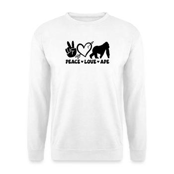 Peace Love Ape - Unisex Pullover - Weiß - Vorne - Alina (178cm) & Michal (187cm)