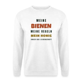 Imker Meine Bienen meine Regeln mein Honig - Unisex Pullover - Weiß - Vorne - Alina (178cm) & Michal (187cm)