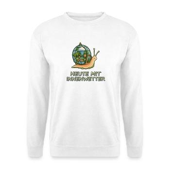 Heute mit Innenwetter - Unisex Pullover - Weiß - Vorne - Alina (178cm) & Michal (187cm)