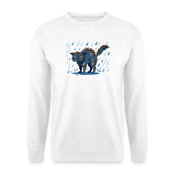 Regenkatze Grummel-Design - Unisex Pullover - Weiß - Vorne - Alina (178cm) & Michal (187cm)