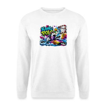 Kanupolo Graffiti Einhorn - Canoe Polo - Kajak - Unisex Pullover - Weiß - Vorne - Alina (178cm) & Michal (187cm)