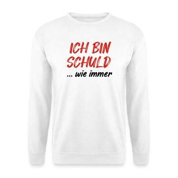 Ich Bin Schuld - Unisex Pullover - Weiß - Vorne - Alina (178cm) & Michal (187cm)