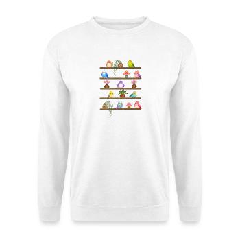 Die Blumen und die Vögel - Unisex Pullover - Weiß - Vorne - Alina (178cm) & Michal (187cm)