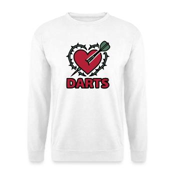Darts Herz Dornen Logo - Unisex Pullover - Weiß - Vorne - Alina (178cm) & Michal (187cm)