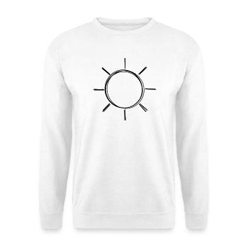 Sonne handgezeichnet - Unisex Pullover - Weiß - Vorne - Alina (178cm) & Michal (187cm)