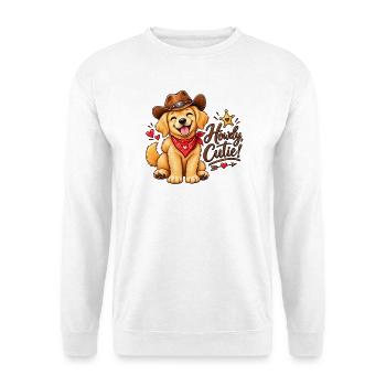Howdy Cutie Hund im Cowboylook - Unisex Pullover - Weiß - Vorne - Alina (178cm) & Michal (187cm)