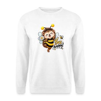 Biene Glücks-Igel Cartoon - Unisex Pullover - Weiß - Vorne - Alina (178cm) & Michal (187cm)