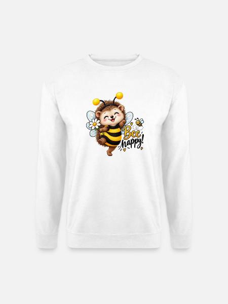 Biene Glücks-Igel Cartoon - Unisex Pullover - Weiß